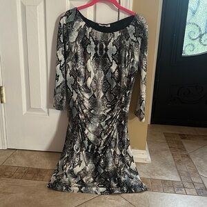 Women’s Jennifer Lopez wrap style dress, snakeskin print, size medium